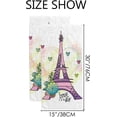 thumbnail image 3 of Absorbent Soft Hand Fingertip Towels, 2 Pcs Face Bath Towels Set Watercolor Eiffel Tower Washcloths for Bathroom Hotel Kitchen, 30"x15", 3 of 6