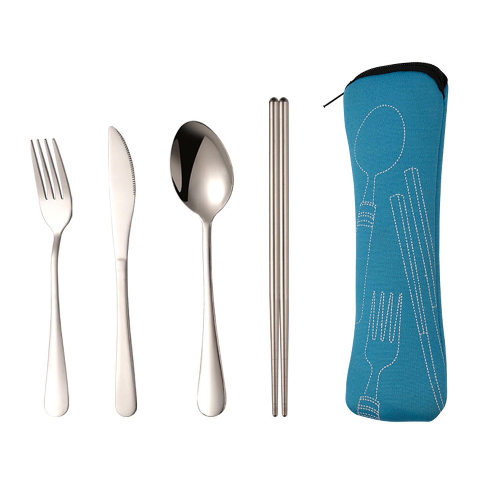 Portable Stainless Steel Flatware Set Lunch Cutlery Set With Case