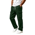 thumbnail image 3 of BVOFAR Cargo Sweatpants for Men Wide Leg Baggy Sweatpants Loose Soft Drawstring Elastic Waisted Pant with Pockets Green S, 3 of 10
