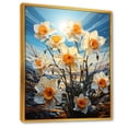 thumbnail image 2 of Designart "Sunny Daffodil Blossom" Daffodils Floater Framed Wall Art Living Room, 2 of 5