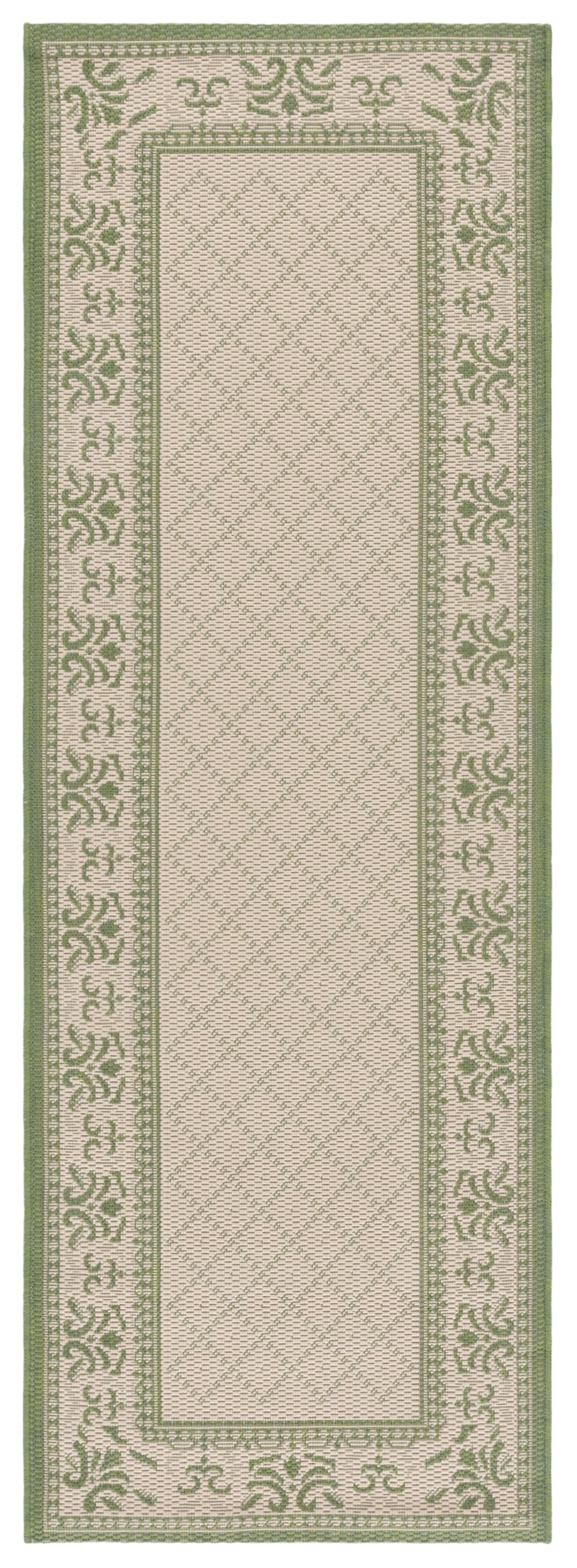 Safavieh Courtyard Eva Oriental Indoor/Outdoor Runner Rug, Natural/Olive, 2'3" x 10'