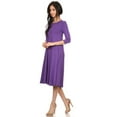 thumbnail image 2 of Women's Casual Basic Comfy 3/4 Sleeve Flare A-line Midi long maxi Dress, 2 of 5