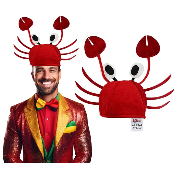Gorro de cangrejo Nicky Bigs Novelties para adulto con garras articuladas, color rojo