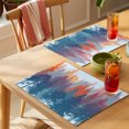 thumbnail image 4 of Boho Forest Silhouette Placemats Set of 8 Retro Abstract Forest Trees Blue Place Mats Indoor Wipeable Table Mats Washable Cloth Dining Table Placemats for Kitchen Holiday Party Home Decor 13x19 Inch, 4 of 9