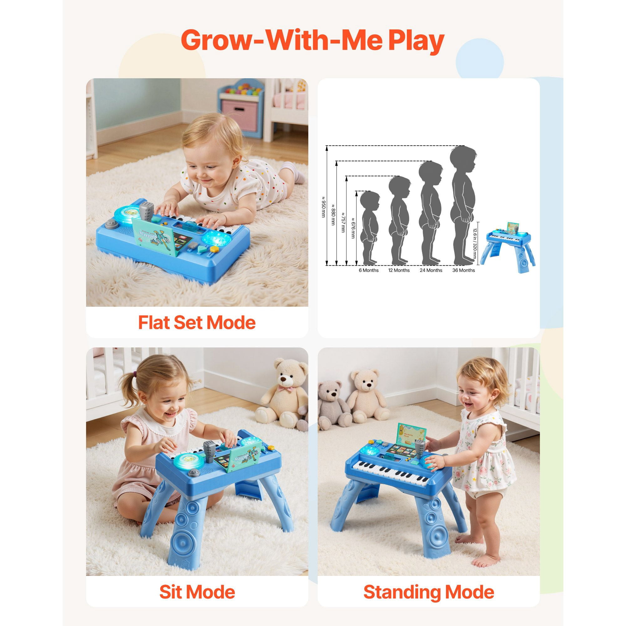 Baby DJ Playset for Toddlers 1-3, Educational Musical Table Toys with 133 Sound Sources, Recording and LED DJ Turntable, Baby Activity Table for Birthday, Gift for Kids Aged 6+ Months