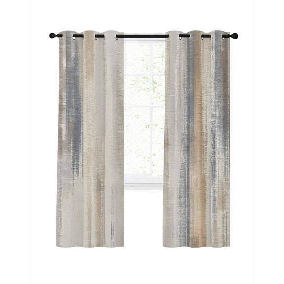Beige Grey Blackout Curtains, Light Blocking Print Window Curtains, Abstract Mottled Art Retro Modern Painting Thermal Insulated Window Drapes for Living Room Kitchen Cafe 2 Panels, 55"W x 39"L