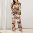 thumbnail image 2 of Fotbe Colorful Seashells Pattern Long Sleeve Pajama Set for Women,Sleepwear Set,2-piece Loungewear Set,Soft PJs Comfy Nightwear with Pockets -X-Large, 2 of 7