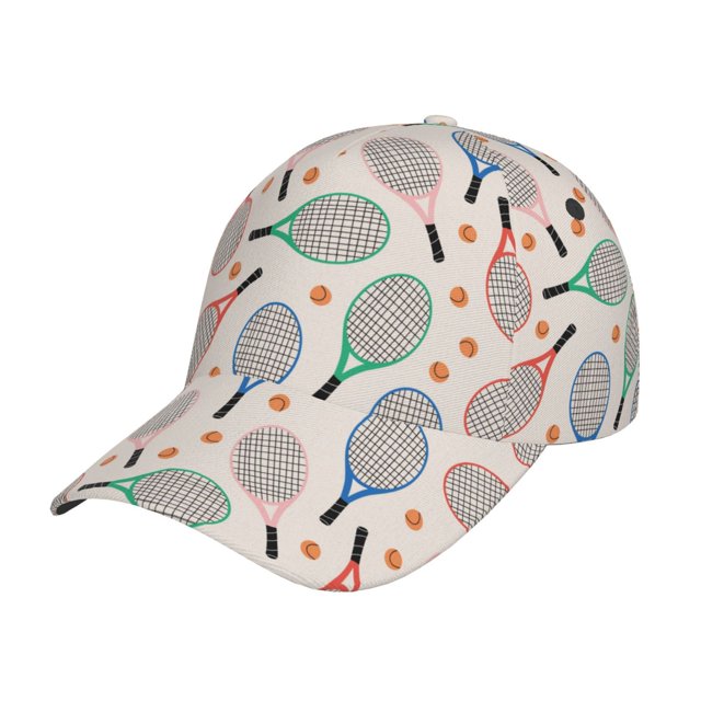 Fotbe Cute Tennis Racket Gorro Clásico de Béisbol, Gorra Ajustable con Broche Snapback, Gorro de Exterior de Algodón Suave