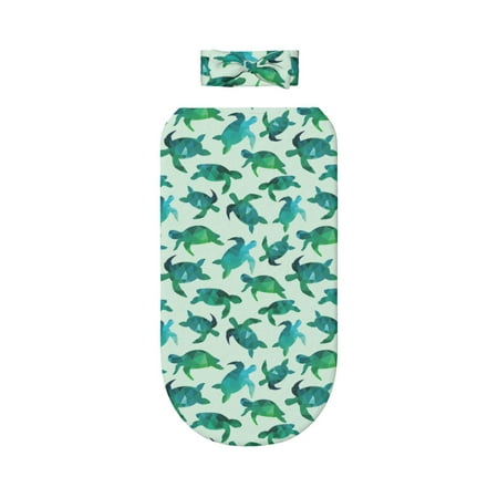 

Lafuoo Green Sea Turtle Pattern 0-6 Months Newborn Swaddle Bag Headband Set for Girls Clothes Baby Care Products
