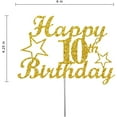 thumbnail image 2 of 10 Birthday Cake Topper Gold Glitter, Party Decoration Ideas, Sturdy Doubled Sided Glitter, Acrylic Stick. Made in USA (10th), 2 of 4