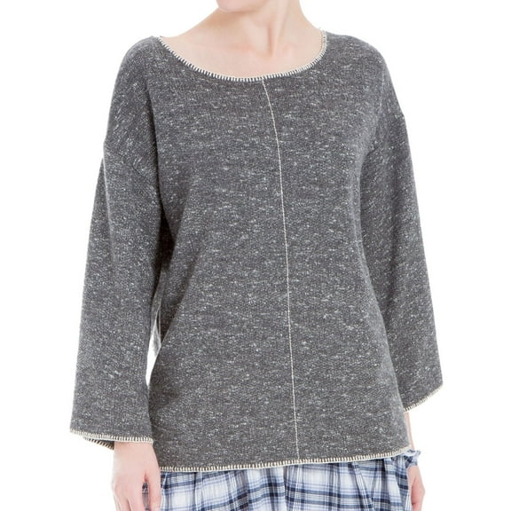 Max Studio London Womens Contrast-Trim Pullover Sweater, Grey, Small