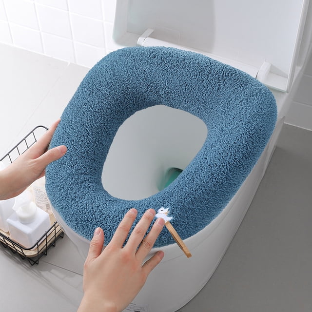 Xihbxyly Cojín para Asiento de Inodoro, Suave y Cómodo Tapete de Algodón Tejido, Junta Impermeable Fácil de Limpiar, Diseño Higiénico Duradero, Decoración de Baño, Uso Familiar, Instalación Convenien
