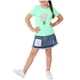 thumbnail image 2 of Conjuntos de blusas y camisas de cuello redondo y manga corta para niños, top con capucha de manga larga de color con faldas de cintura elástica, traje casual y cómodo, conjunto de poliéster para niño, 2 of 6