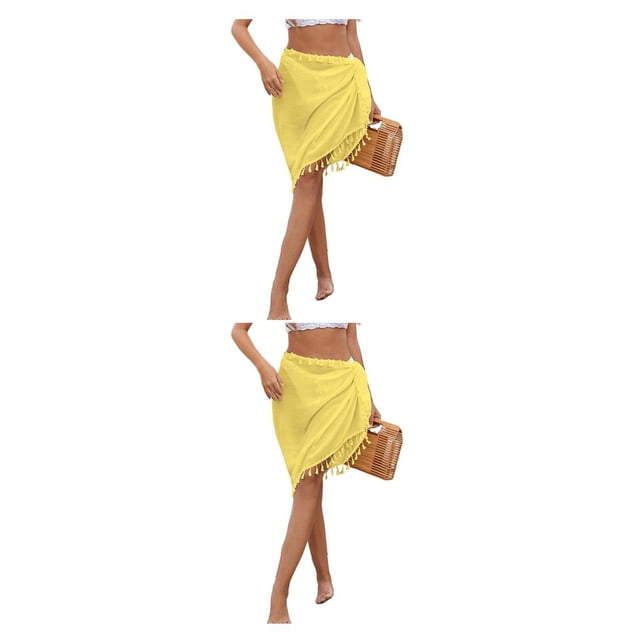 Minnieouse para niñas Faldas de playa de verano transpirables bohemias flexibles plegables Amarillo 2piezas