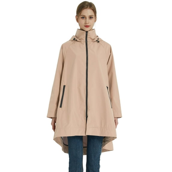 Orolay Women's Rain Waterproof Hooded Trench Coat Jacket Outdoor Windbreaker Lightweight Raincoat