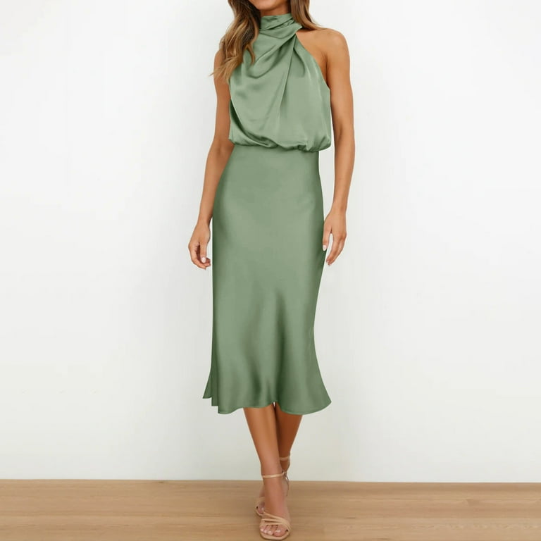 green satin dress modest Marigold jasmine satin modest maxi dress | Dress main image 1