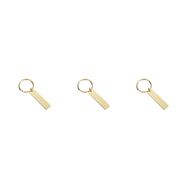 senveriont Stainless Steel Blank Keychain Polish Portable Rectangle Key Chain Clothes Handbag Keyring Engraving Gifts Decorative Gold 3Set