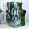 thumbnail image 4 of Waterfall Soft Flannel Fleece Blanket, Huge Waterfall Landscape Surrounded by Green Botanic Plants Nature Artwork, Cozy Plush for Indoor and Outdoor Use, 50" x 70", Green and White, by Ambesonne, 4 of 5