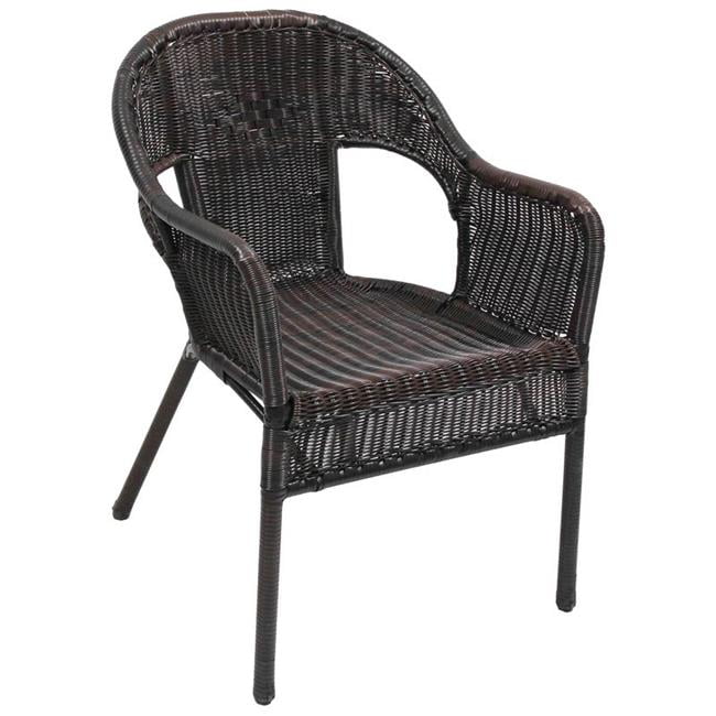 International Caravan Resin Wicker Outdoor Set of Two Bistro Chairs by International Caravan