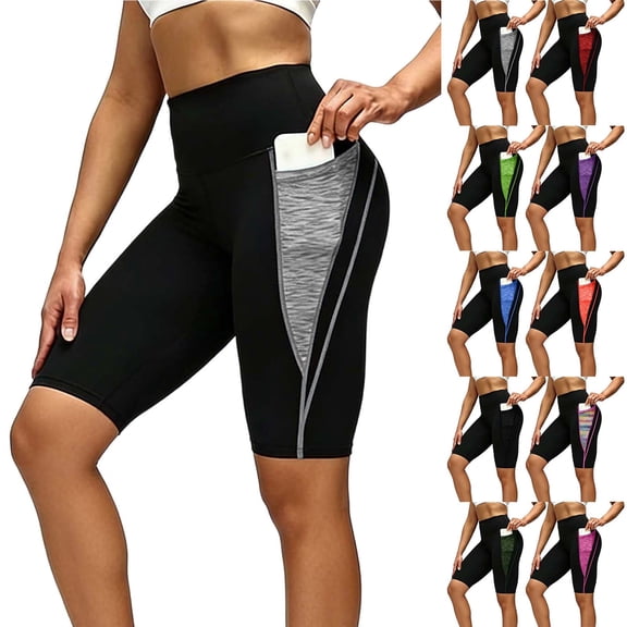 Hurx Capri Leggings with Pockets for Women Tummy Control Knee Length Leggings Yoga Pants Women Capri Pants Workout Black,XL