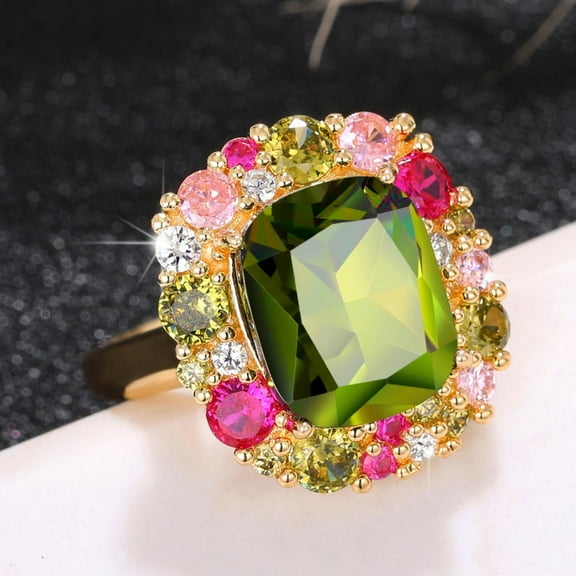 New Women's Shiny Multi-Colored Zirconia Ring