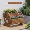 thumbnail image 4 of Wooden Wagon Planter Box for Indoor Outdoor Garden Planter Wood Planter Boxes Flower Planters Outdoor with Wheels Planter for Flowers Herbs Vegetables(Brown), 4 of 12