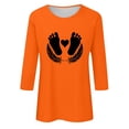 thumbnail image 4 of Raeneomay 3/4 Length Sleeve Womens Tops Loose Casual Orange Knot Orange Round Neck Tops, 4 of 5