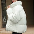 thumbnail image 5 of Lovskoo 2024 Womens Winter Coats Stand Collar Quilted Jacket Long Sleeve Overcomes Cotton Padded Coat Outerwear White, 5 of 9