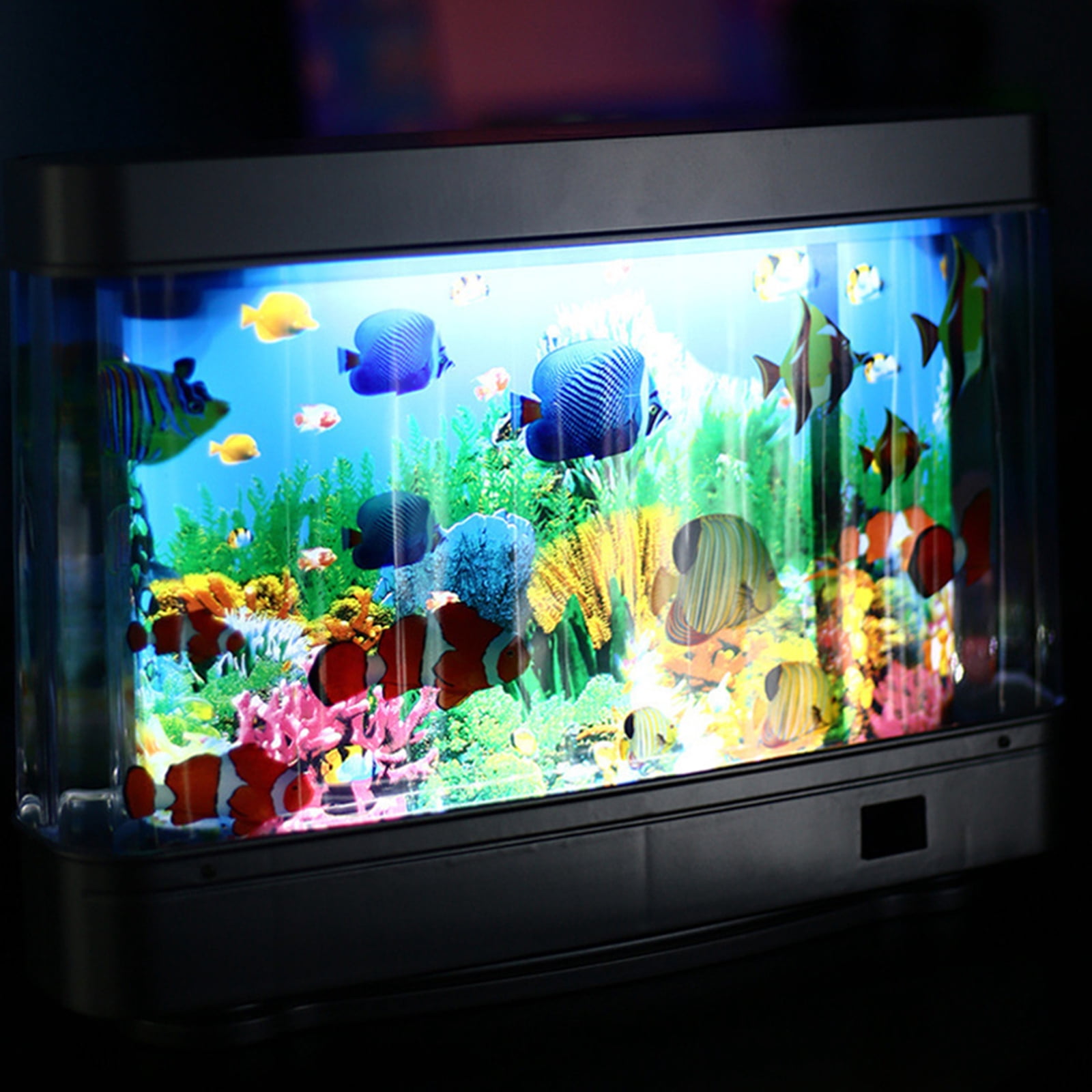 Fake Motion Fish Tank Mini Aquarium, Artificial Tropical Decorative Lamp Night Light with Moving Fish