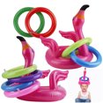 thumbnail image 1 of Paquete de 2 juguetes inflables con forma de flamenco, juego de lanzamiento de anillos con 8 Uds. De anillos flotantes para juego de Fiesta EN LA Piscina de natación, 1 of 5