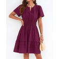 thumbnail image 7 of BTFBM Womens Spring Casual Mini Dresses Lightweight Short Sleeve V Neck Elastic Waist Cute Boho Beach Dress Pockets, 7 of 7