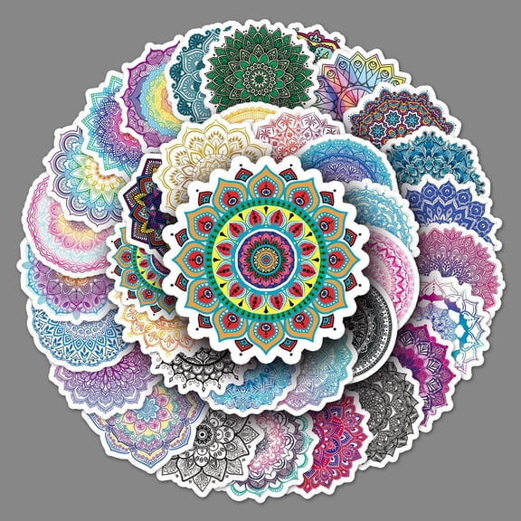 Datura Mandala Stickers 50 Pcs,Waterproof Decals for DIY Scrapbooks Laptop,Bulk Water Bottle Stickers for Adults