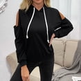 thumbnail image 2 of Timegard Hoodies for Women Cold Shoulder Drawstring Slim Fitting Comfy Sweatshirts Pullover Tops Fall, 2 of 5