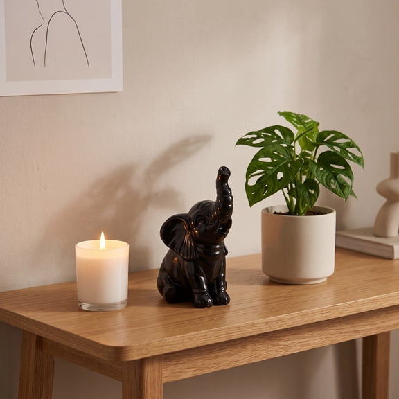 1 Pair Elephant Decor Figurine Resin Elephants Statue Decor for Home Office Bookshelf Stand Shelf Living Room Bedroom Decorations Gifts for Women Mom