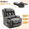 thumbnail image 2 of Oversized Dual Motor Power Lift Recliner for Elderly, Extended Footrest, Large Infinite Position Lay Flat Chair for Living Room with Massage & Heat, Lumbar Pillow, USB & Type-C Ports, Gray, 2 of 8