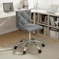 thumbnail image 5 of VECELO PU Leather Armless Office Chair with Wide Seat, Adjustable Height Mid-Back Task Chair, 360° Rolling Swivel Vanity Chair for Home Office,Grey, 5 of 9