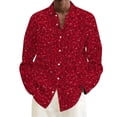 thumbnail image 2 of IWRICH Men's Sparkle Dress Shirt Funny Long Sleeve Printed Casual Shirt Fashion Carnival Button down Holiday Party Tops Red L, 2 of 4
