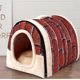 thumbnail image 5 of Cueva lavable para perros grandes, superficie de lona y alfombra de terciopelo cálido para camas para mascotas de 3 a 33 libras (ladrillo vintage, XL), 5 of 5