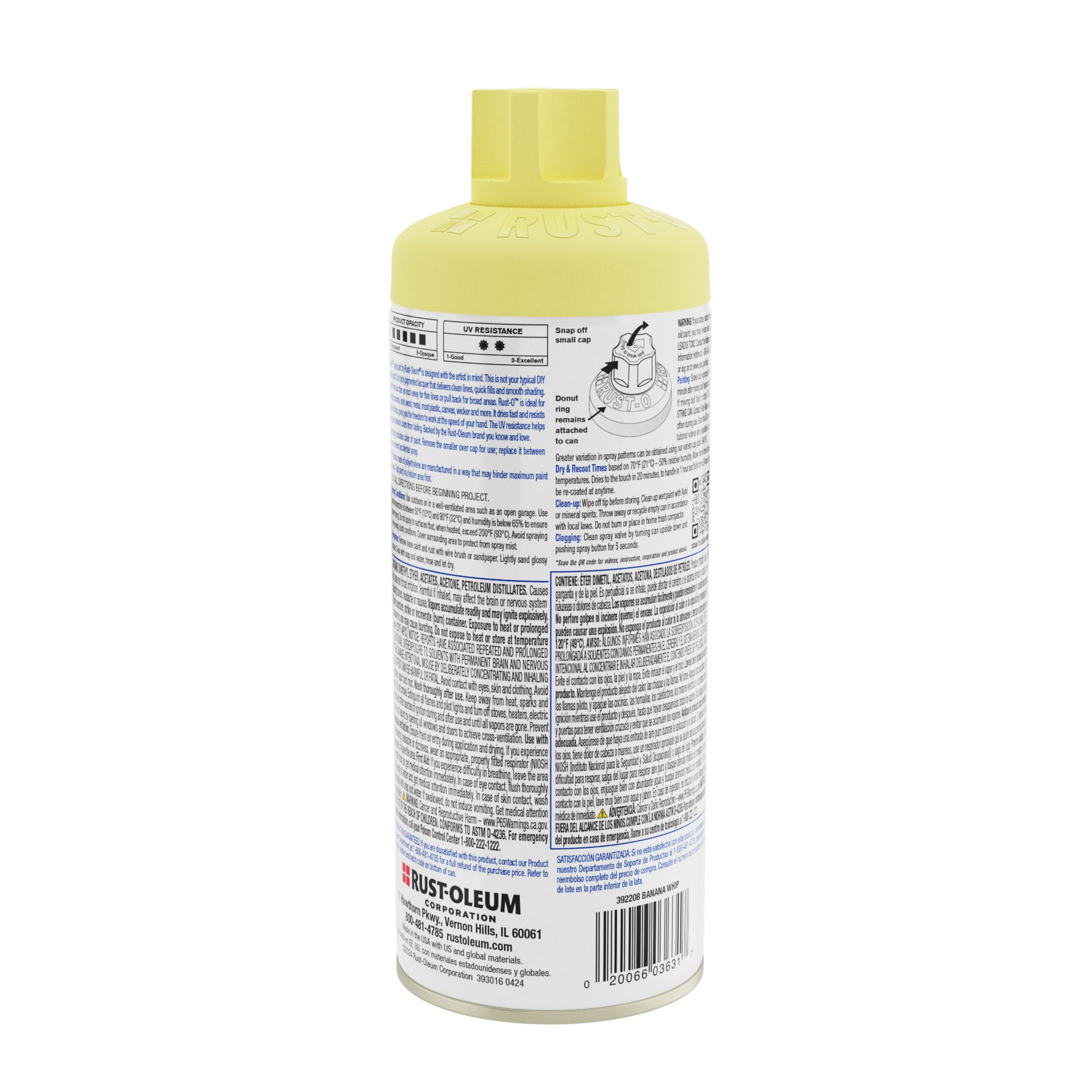 6 Pack, Banana Whip, Rust-Oleum Rust-O Acrylic Matte Spray Paint-392208, 11 oz