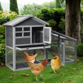 thumbnail image 3 of Gymax 58'' Wooden Rabbit Hutch Large Chicken Coop Weatherproof Indoor & Outdoor Use, 3 of 10