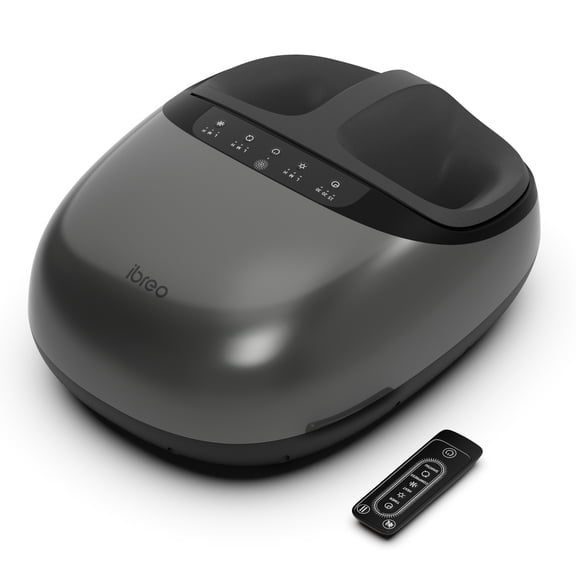 ibreo Foot Massager Machine with Heat, Deep Kneading, Air Compression, Remote Control for Plantar Fasciitis, Sore Feet & Pressure and Pain Relief, Black