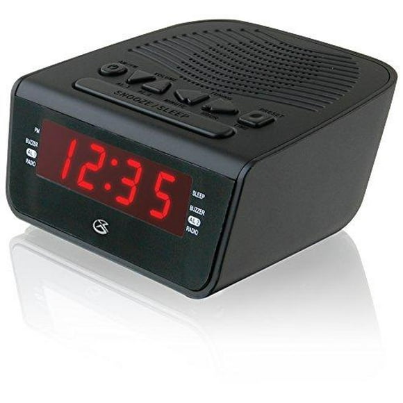 GPX C224B Radio Double Réveil AM/FM avec Affichage LED Rouge, Noir