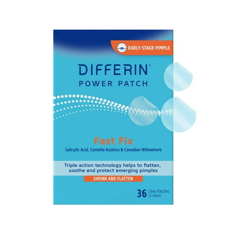 Differin Fast Fix Acne Patches, Pimple Patches, Early Stage Acne Patches, Salicylic Acid, 36ct