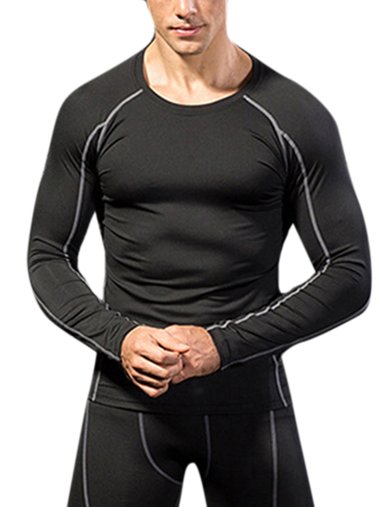 XOGO Mens Compression Armour Base Layer Top Long Sleeve Thermal Gym Sports Shirt 