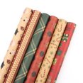 thumbnail image 4 of 12 Roll Christmas Wrapping Paper Vintage Christmas Green Red Tissue Paper,Rustic Stylewith ChristmasElements,Snowflake GiftWrap Present Paper for Xmas NewYear Holiday Birthdays Wedding, 4 of 8