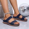 thumbnail image 4 of Pandaie Womens Sandals Rhinestone Orthopedic Summer Wedge Slides with Arch Support Ladies Sparkly Bohemian Casual Walking Shoes with Hook and Loop Navy Size 7, 4 of 9