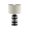 thumbnail image 1 of Benzara BM240440 Lampe de Table avec Base à Motif Chevron Incrusté, Argent & Noir, 1 of 5