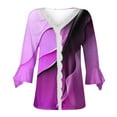 thumbnail image 4 of Dyegold Blouses For Women Dressy Casual 3/4 Flare Sleeve Lace Trim V Neck Floral Print Vintage Tunic Tops Loose Fit Shirts, 4 of 5
