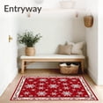 thumbnail image 3 of ODIKA 4'x6' Machine Washable Non-Slip Area Rug, Festive Snowflake Hearth Accent Winter Holiday Decoration High Traffic Rug with Pad, Red, 506211, 3 of 8