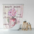 thumbnail image 5 of Hot Pink Fashion Shower Curtain, Perfume Flower Luxury Girly Shower Curtain Sets, Modern Women Girl Pink Floral Fabric Shower Curtain Bathroom Accessories with Hooks 70X84IN, 5 of 6